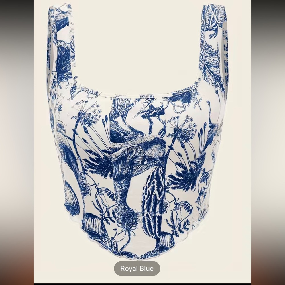 COPY - Royal Blue Dandelion print crop top!